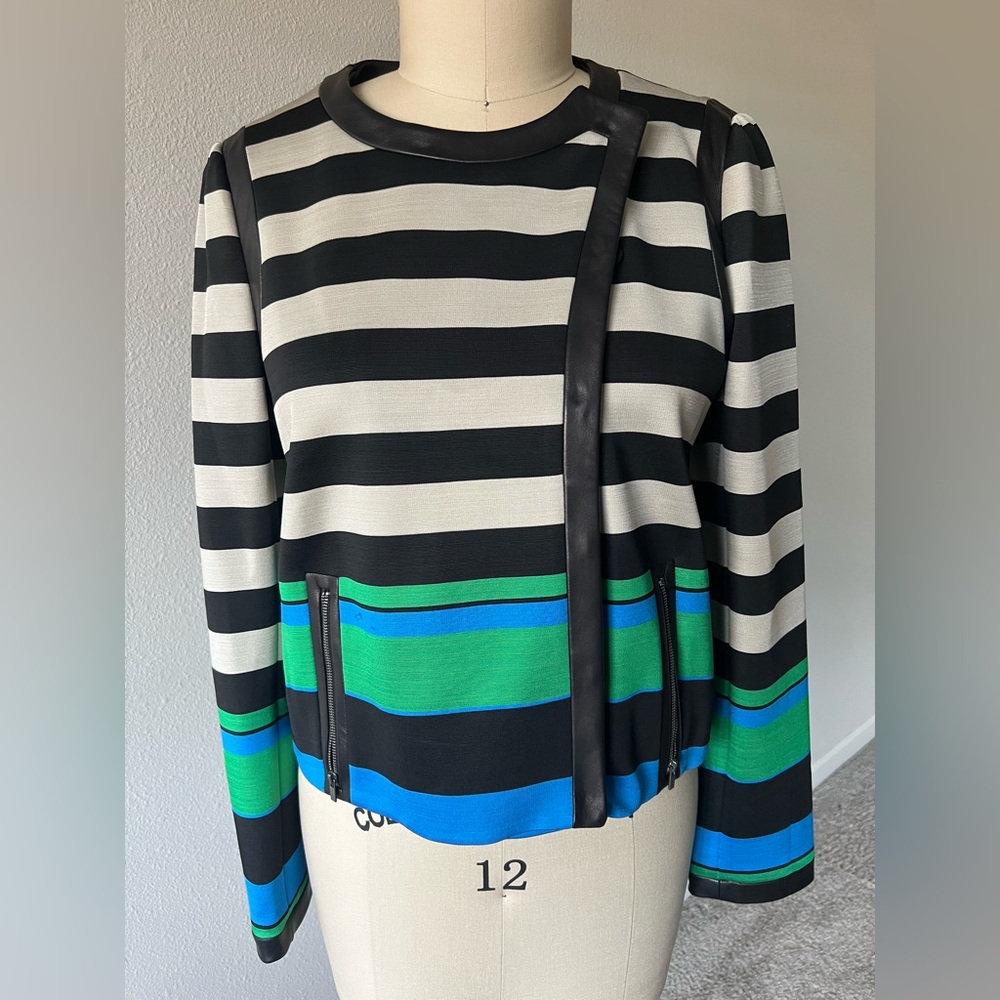 Vintage Diane Von‎ Furstenberg Black and Green Striped Jacket